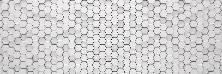 Background of hexagons. Geometric structure of honeycombs. 3D visualization