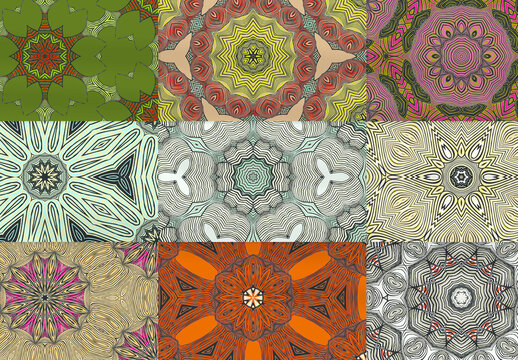 Seamless Pattern Collection with Mandala Motif