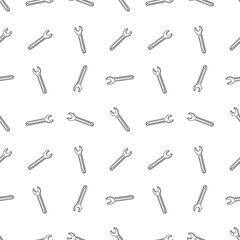 Wrench line. Seamless pattern. A beautiful new shiny all-round tool for garages and the home.