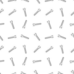 Wrench line. Seamless pattern. A beautiful new shiny all-round tool for garages and the home.