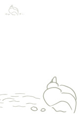 white background with a shell-vector illustration, sketch, freehand drawing-shell