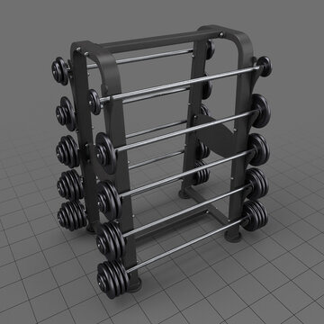 Barbell set on rack