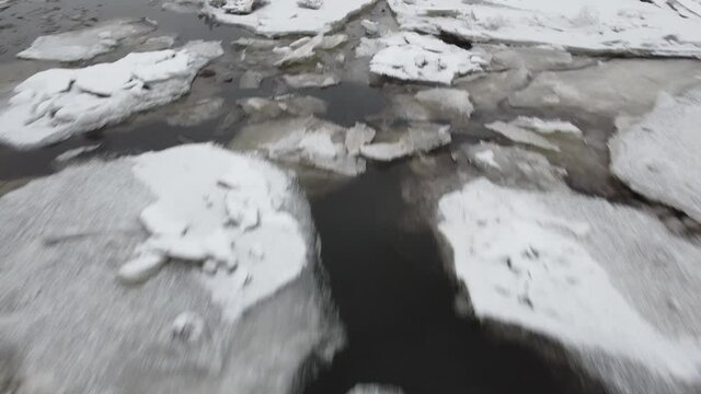 vue a&eacute;rienne des glaces sur la mer