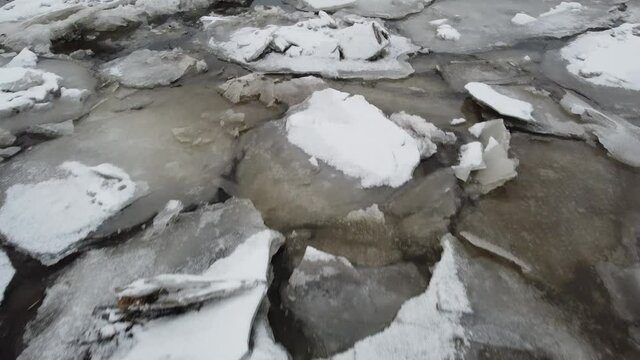vue a&eacute;rienne des glaces sur la mer