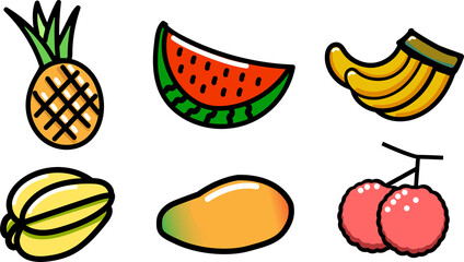 illustrated tropical fruit 