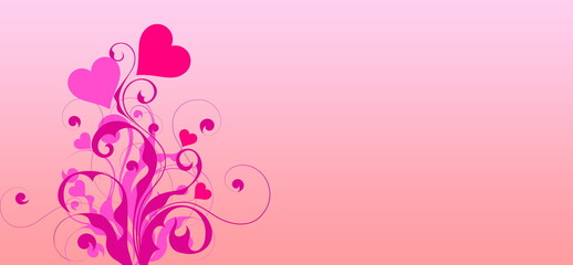 Fototapeta na wymiar Valentine's Day background with hearts and pink color