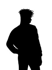 Dreadlocks hairstyle, afro hair and beard.Black Men African American, African profile picture silhouette. Man from the side with afroharren.	
