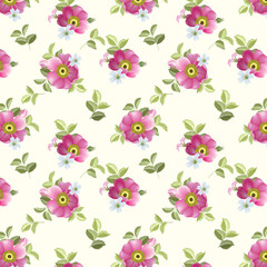 Beautiful seamless pattern beautiful flower and leaves Premium Vector