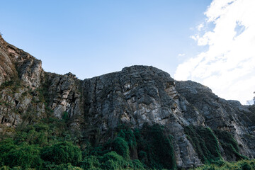 Stone Walls and Rocky Mountains on a Sunny day in Suesca, Cundinamarca Colombia where many climbers go to practice
