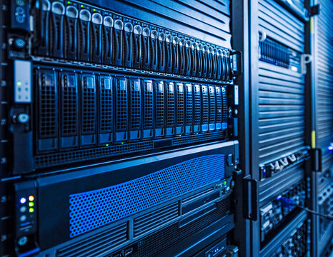 Rack Of Servers In Data Center Server Room