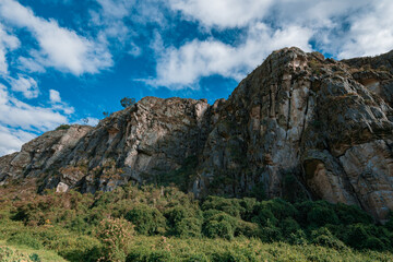 Obraz premium Stone Walls and Rocky Mountains on a Sunny day in Suesca, Cundinamarca Colombia where many climbers go to practice