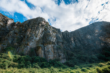 Stone Walls and Rocky Mountains on a Sunny day in Suesca, Cundinamarca Colombia where many climbers go to practice