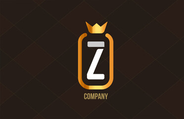 Z golden king crown alphabet letter logo for company and corporate. Gold luxury design. Can be used as an icon for a product or brand