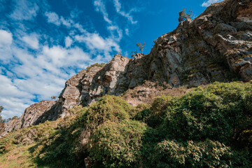 Stone Walls and Rocky Mountains on a Sunny day in Suesca, Cundinamarca Colombia where many climbers go to practice