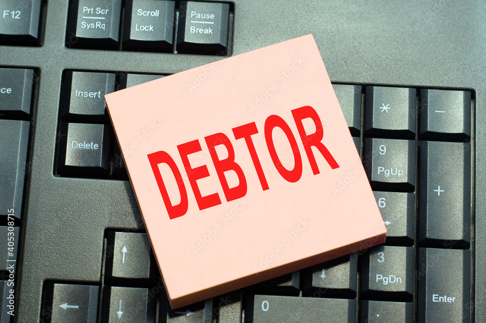 Fototapete text caption inspiration showing debtor. business concept for financial rating record written on sti