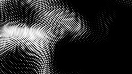 Dot white black wave technology texture background. Abstract big data digital concept. 3d rendering.