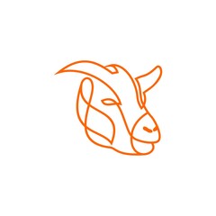 Goat Sheep Cow Buffalo line art ogo design