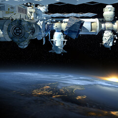 Fototapeta na wymiar The International Space Station above Earth
