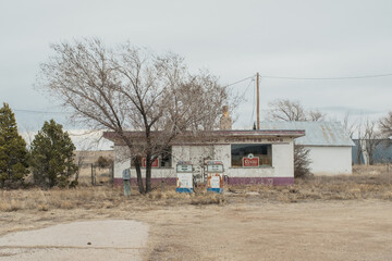 abandoned fuel station.