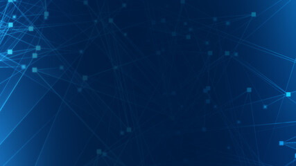Abstract blue polygon tech network with connect technology background. Abstract dots and lines texture background. 3d rendering.
