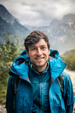 Portrait of smiling man in landscape