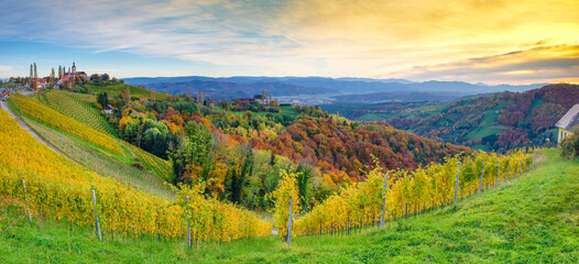 Vineyards in South Styria, known as Austrian Tuscany, a charming region on the border between...