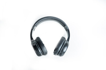 black wireless headphones isolate on white