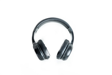 black wireless headphones isolate on white