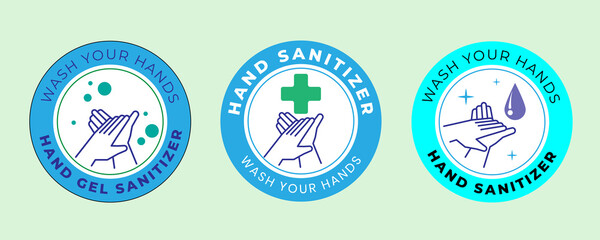 Hand gel sanitizer vector label, Hand sanitizer icon for healthy safe product package tag