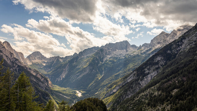 Clouds over mountain landscape