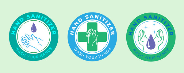 Hand gel sanitizer vector label, Hand sanitizer icon for healthy safe product package tag