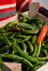Wodden box with hot peppers