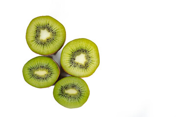 Fototapeta premium ripe juicy kiwi sliced crosswise isolate on white
