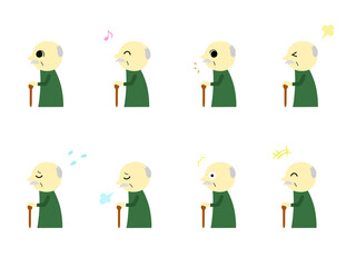 年配の男性アイコン（杖つき）2