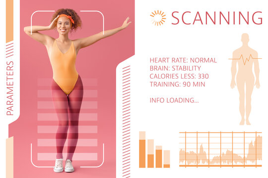 Sporty Young Woman Undergoing Whole Body Scanning