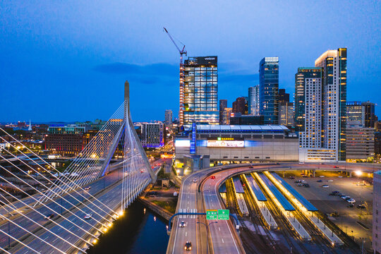 Aerial Boston At Night