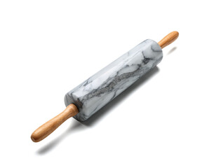 Marble rolling pin on white background