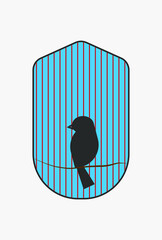 Minimalistic flat bird illustration, logo, badge concept