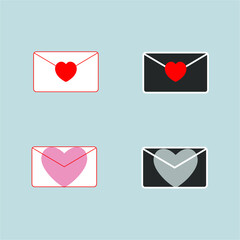 Email icon, Love sms or romantic message icons, Phone sign, Envelope line thin symbol. Vector flat illustration 