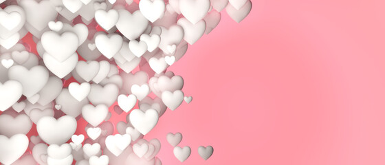 Valentines Day Background with Many Heart Shapes Floating in Frame