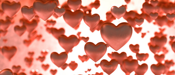 Valentines Day Background with Many Heart Shapes Floating in Frame