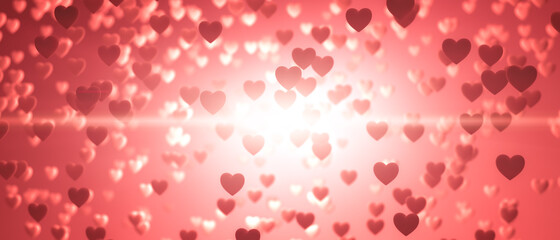 Valentines Day Background with Many Heart Shapes Floating in Frame