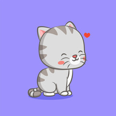 The cat with the triangle pattern is sitting near little heart