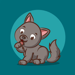 The cat is getting clean his body with licking his fur