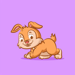 The rabbit with the long fur is playing and running to catch something