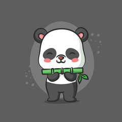 The panda holding the green bamboo