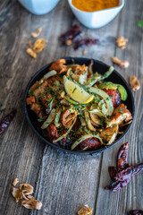 Indian kebab platter in sizzling plate