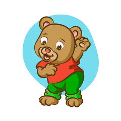 The bear wearing the costume and dancing