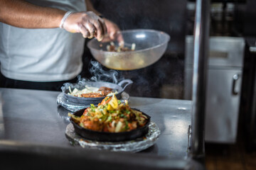 Indian kebab platter in sizzling plate