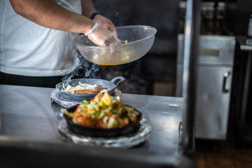 Indian kebab platter in sizzling plate